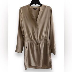 100% silk VINCE drawstring shirtdress